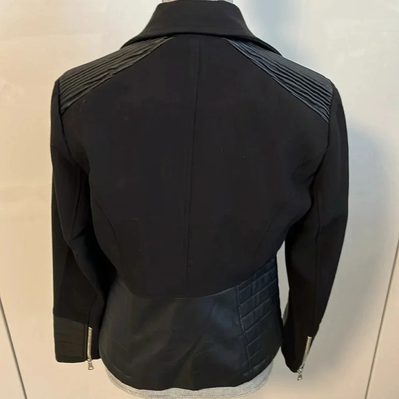 NWOT Black Moto Jacket Stretch Faux Leather Lined, Size M - Picture 7 of 14